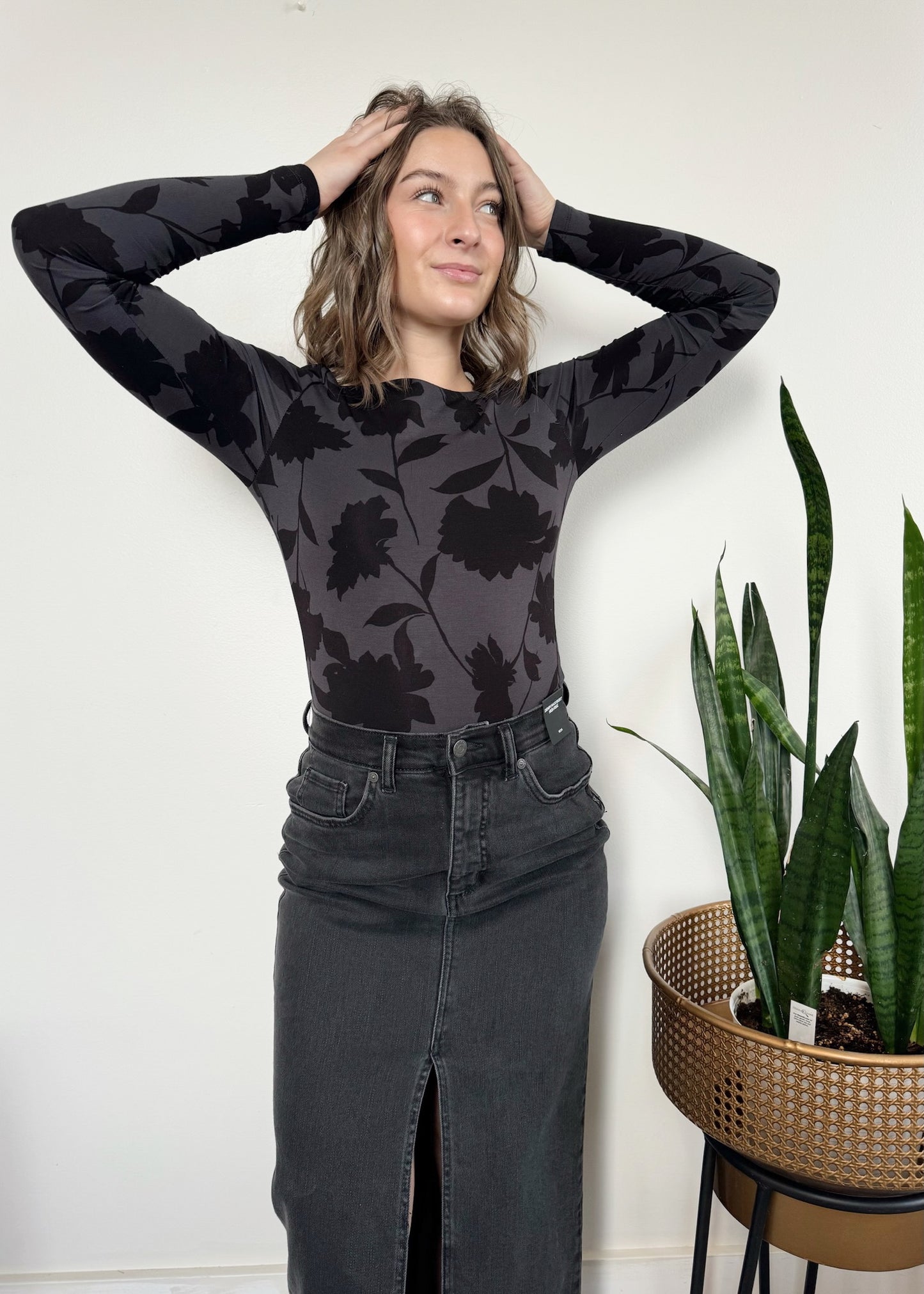 Z Supply Baela Bodysuit - FLORAL BLACK