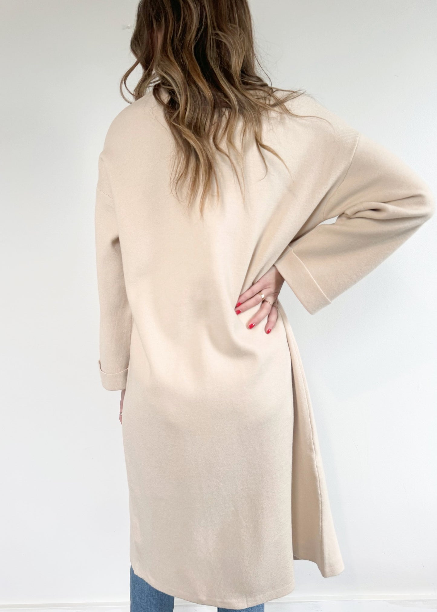 C'est Moi Knit Long Cardigan - HEATHER BEIGE