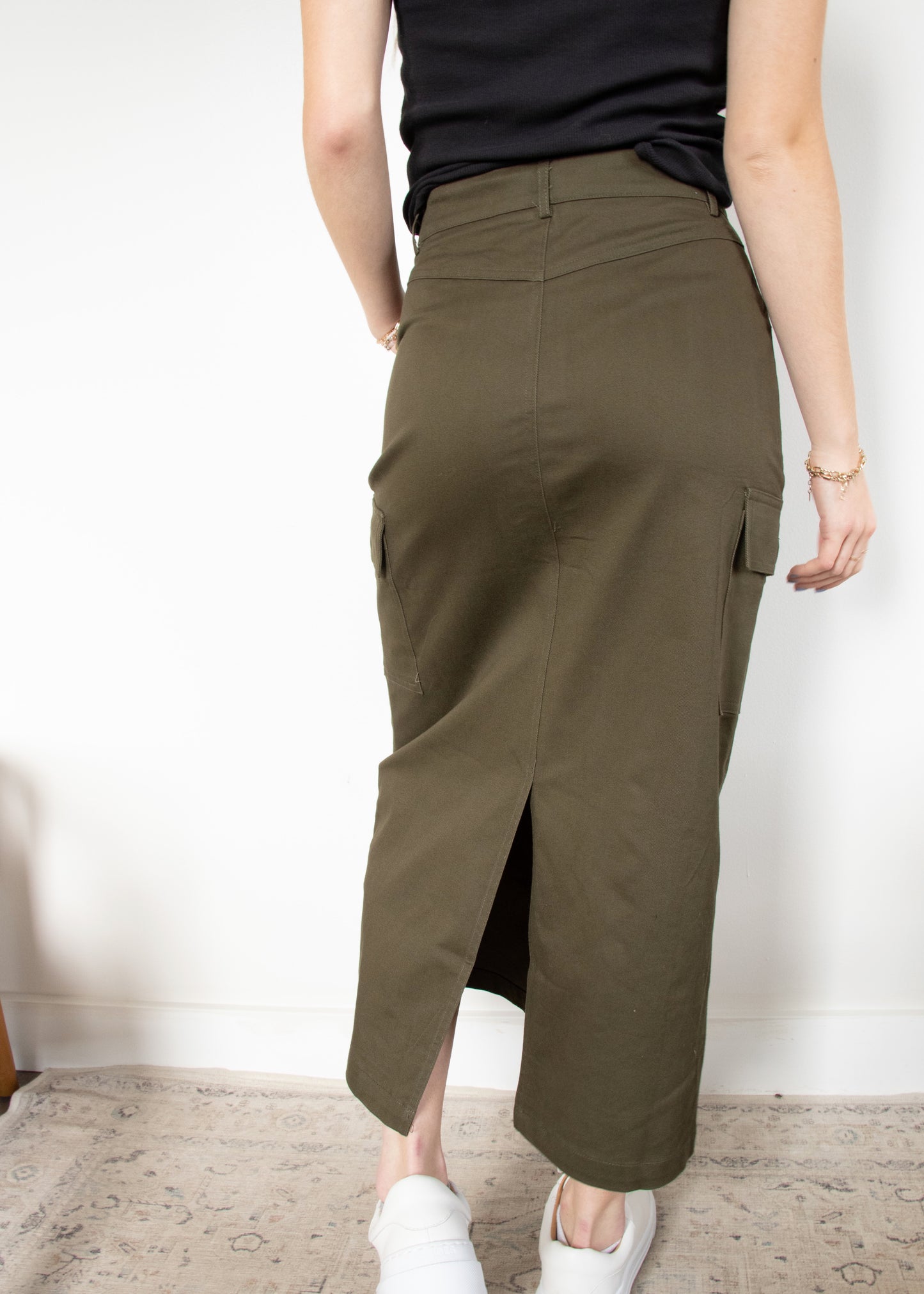 C'est Moi Cotton Twill Cargo Skirt - OLIVE
