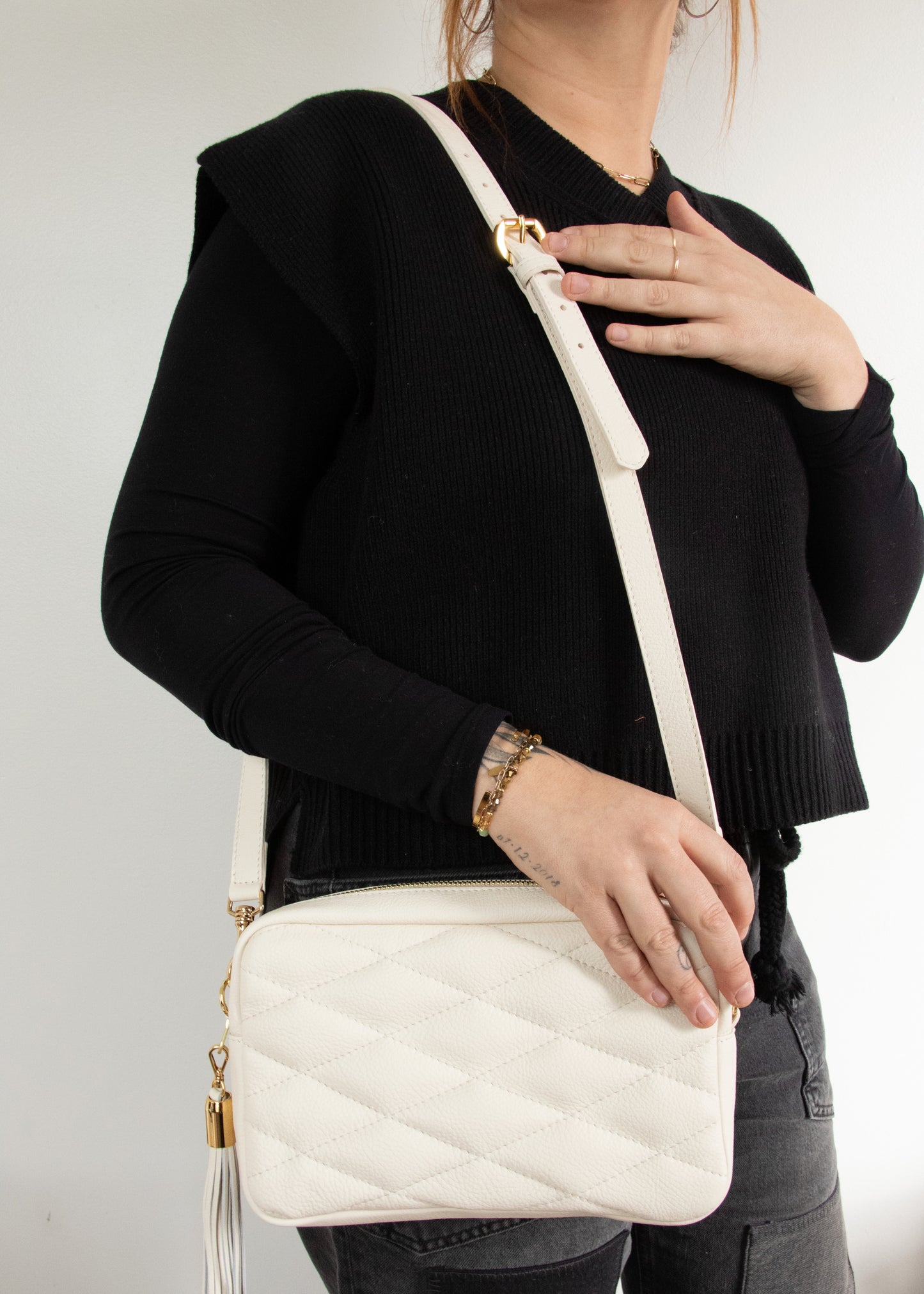 BRAVE Leather Sonnet Crossbody Bag - MARBLE NAPPA