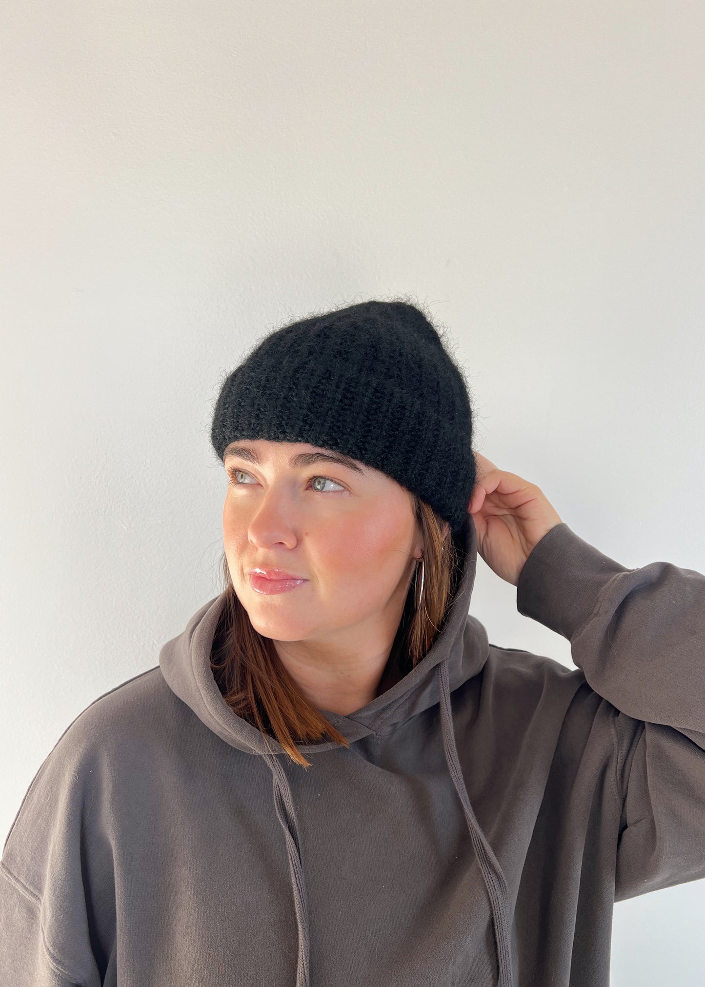 C'est Moi Ribbed Beanie Hat - BLACK
