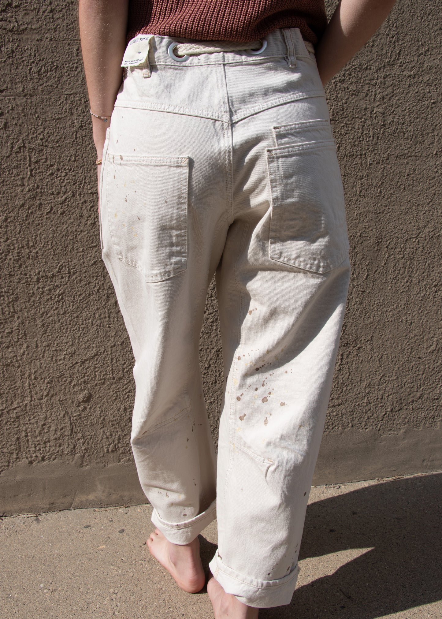 Free People Moxie Low Slung Pull On Barrel Jeans
