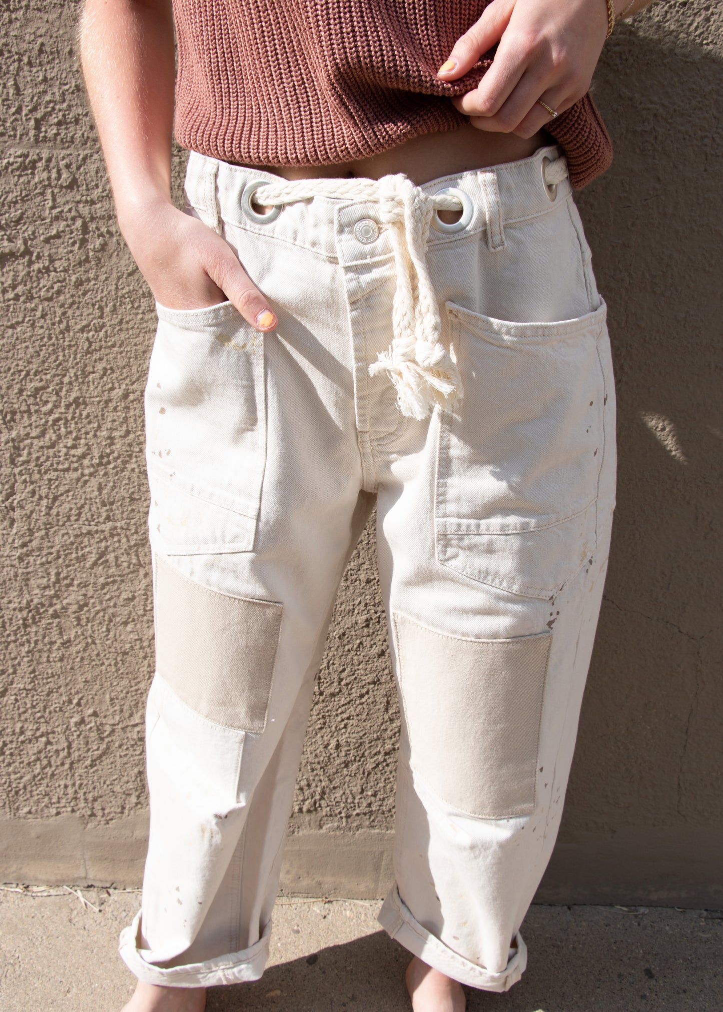 Free People Moxie Low Slung Pull On Barrel Jeans