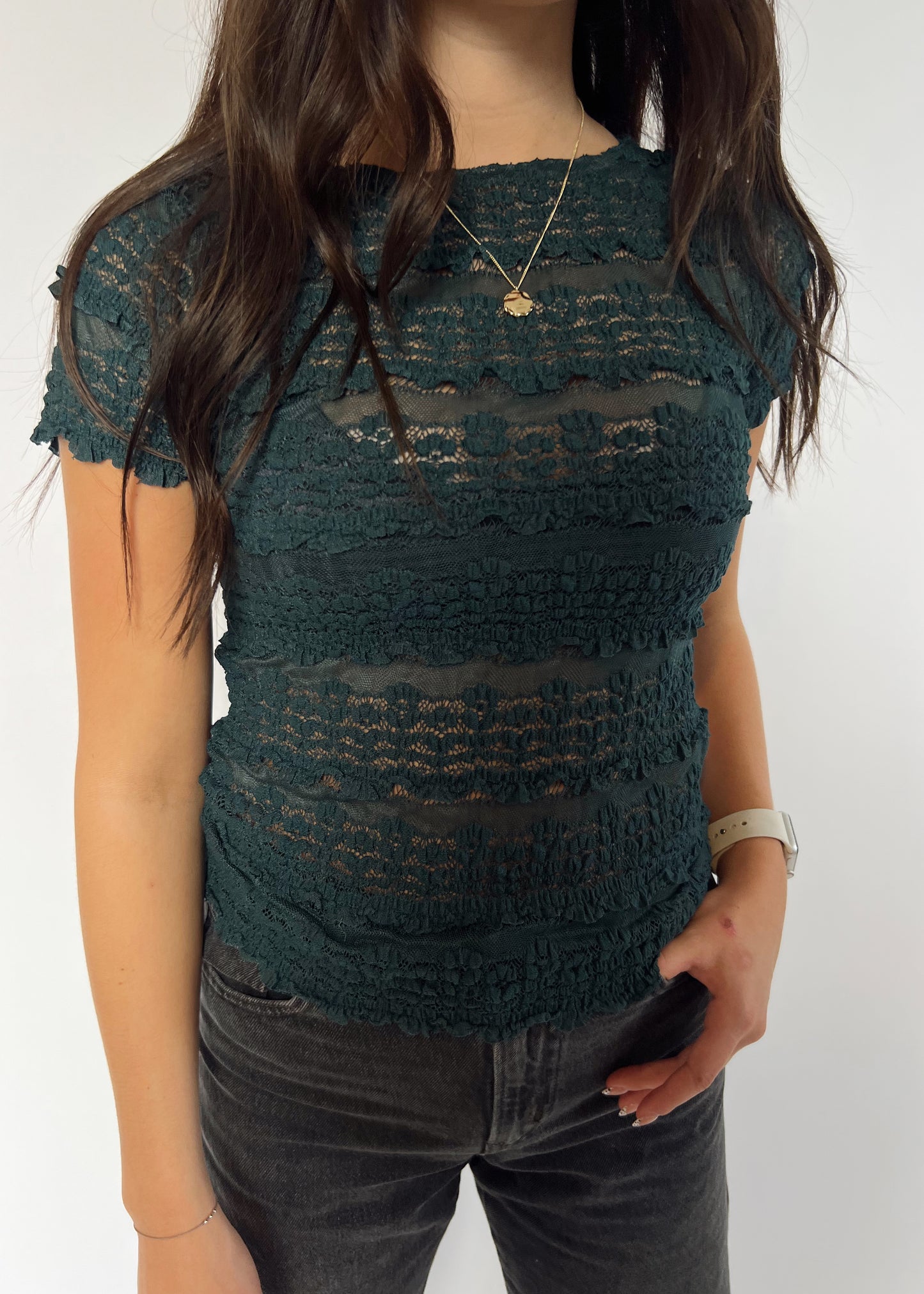 Free People Angelina Lace Tee - SEAMOSS