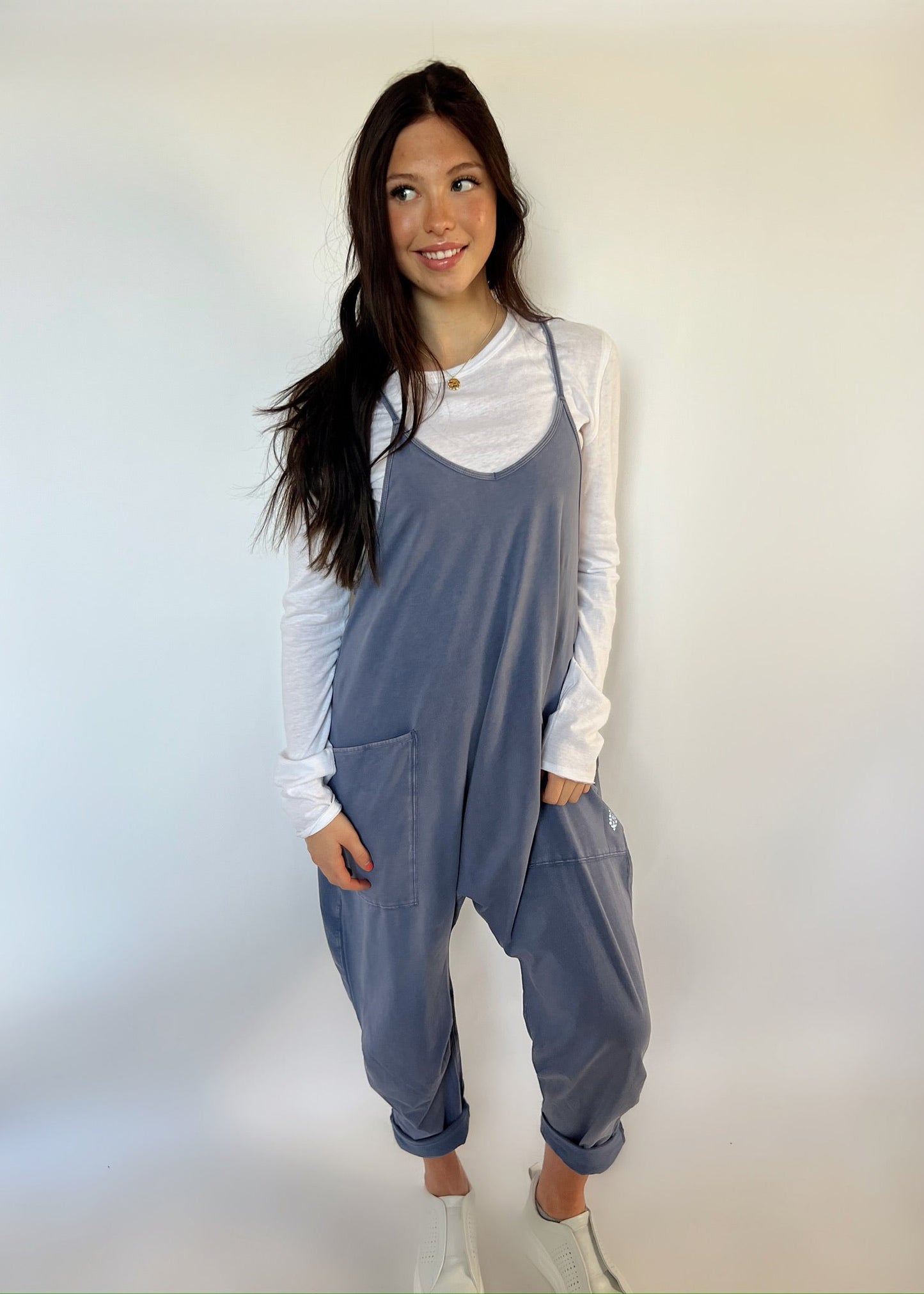 Free People Hot Shot Onesie - BLUE INDIGO
