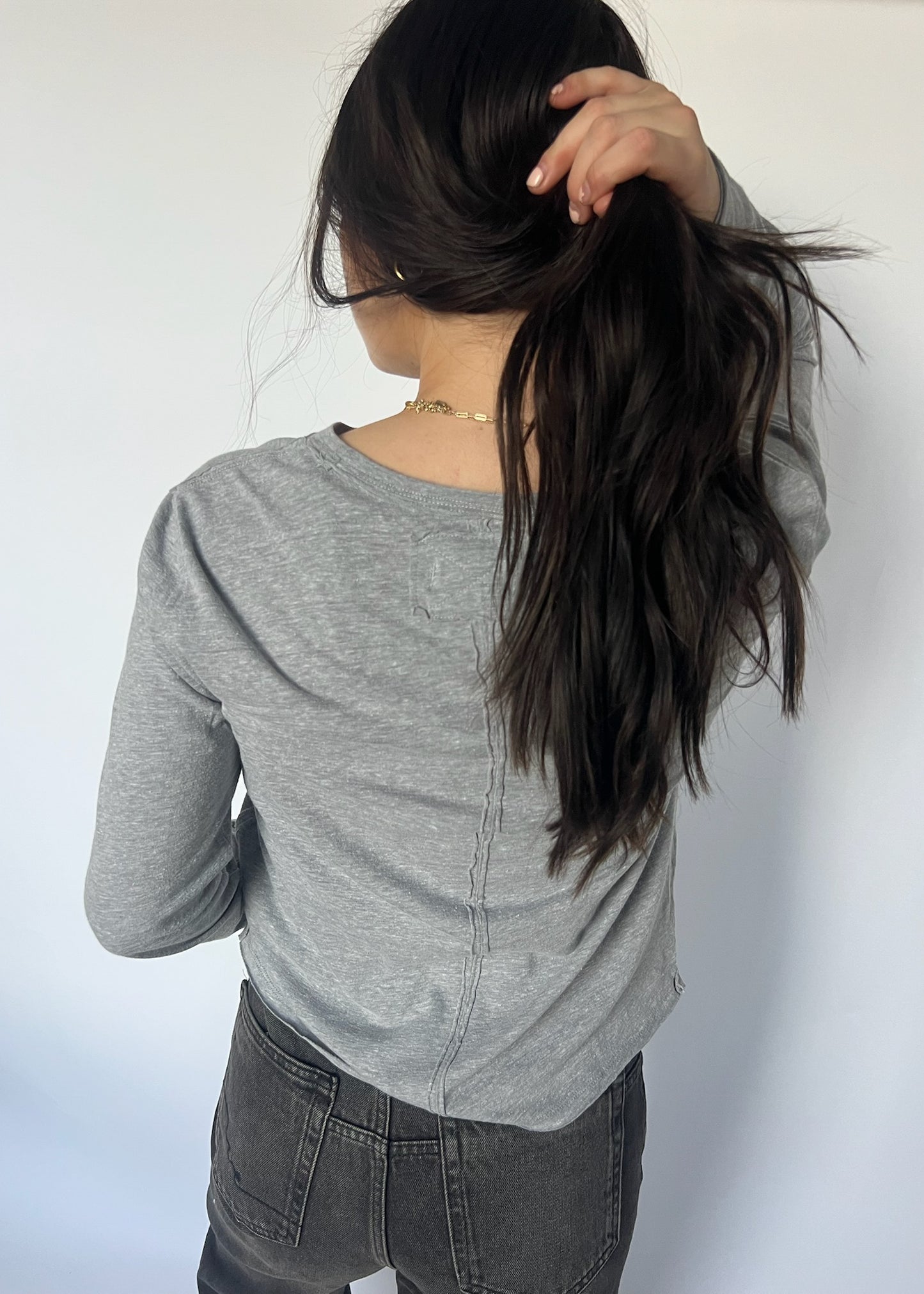 Free People Nova Longsleeve Tee - GREYHOUND