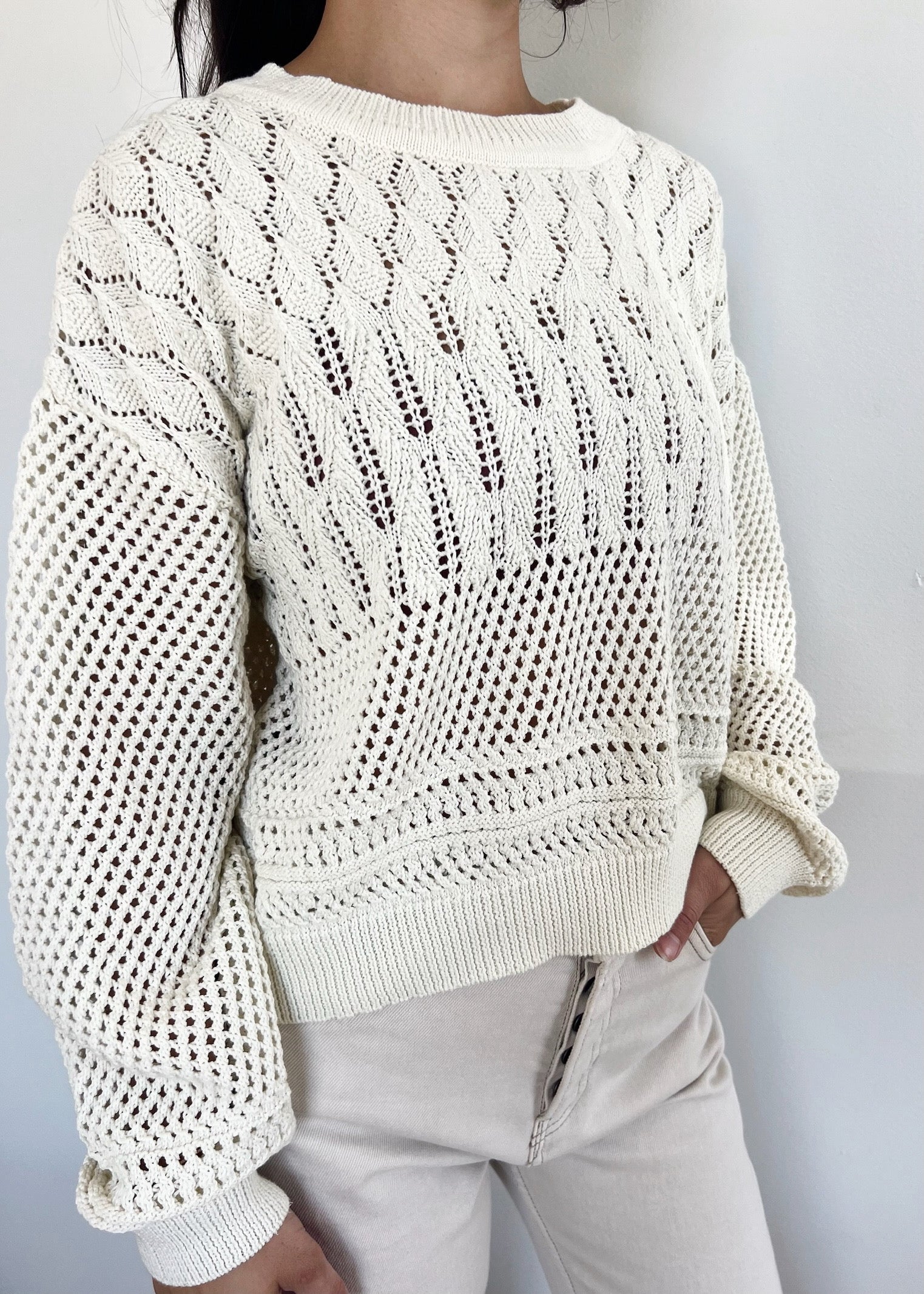 トップス [Eaphi] front hole summer knit beige SWEATERS & KNITS – Thr3e Clothing