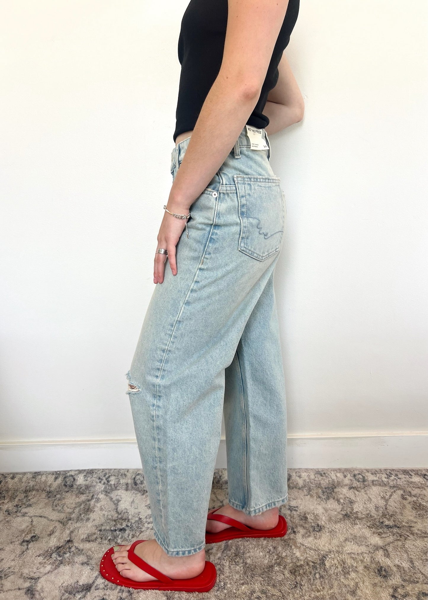 Free People Deep Trance Dropped Boyfriend Jean - BLEACHED OUT