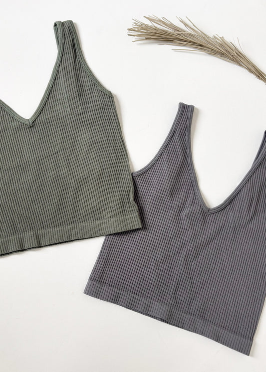 Free People Solid Rib Brami Cami - ARMY