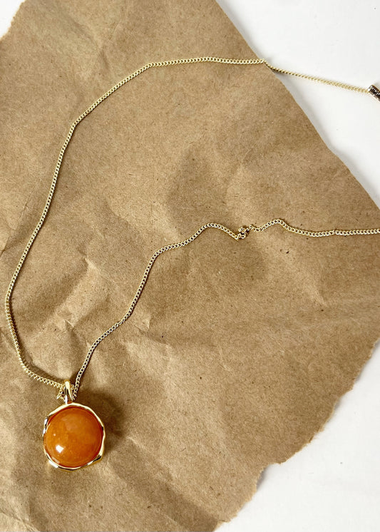 Pilgrim Sense Red Agate Stone Pendant Necklace