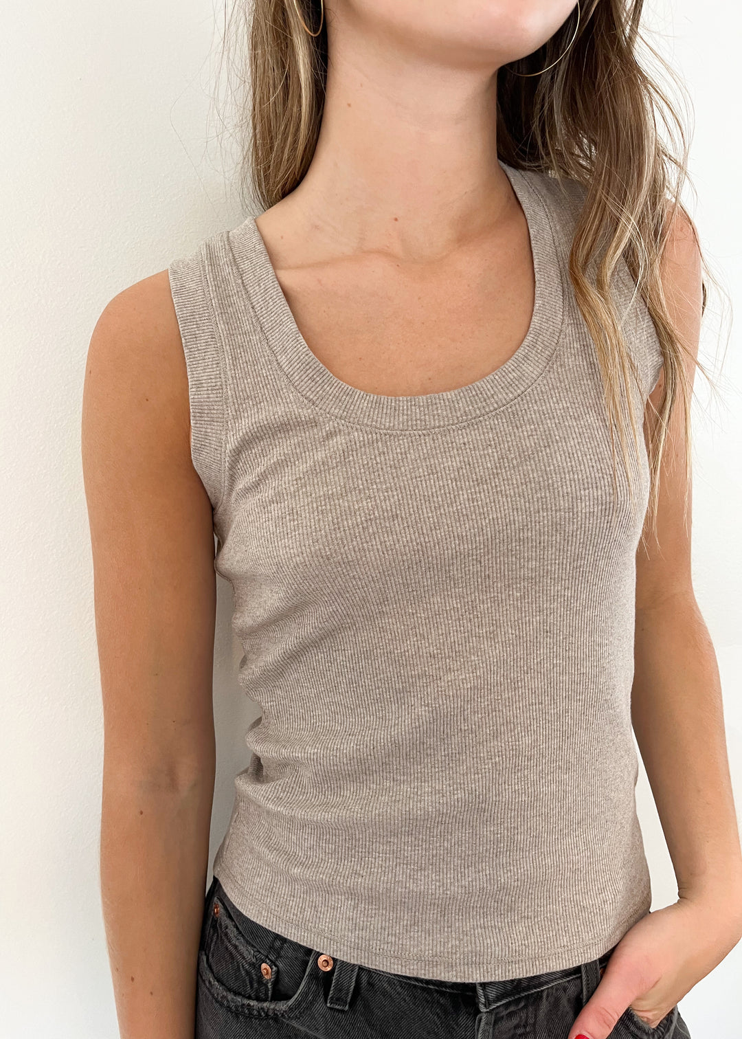 【louren】rib baretop Z Supply Sirena Rib Tank - HEATHER TAUPE – Thr3e Clothing