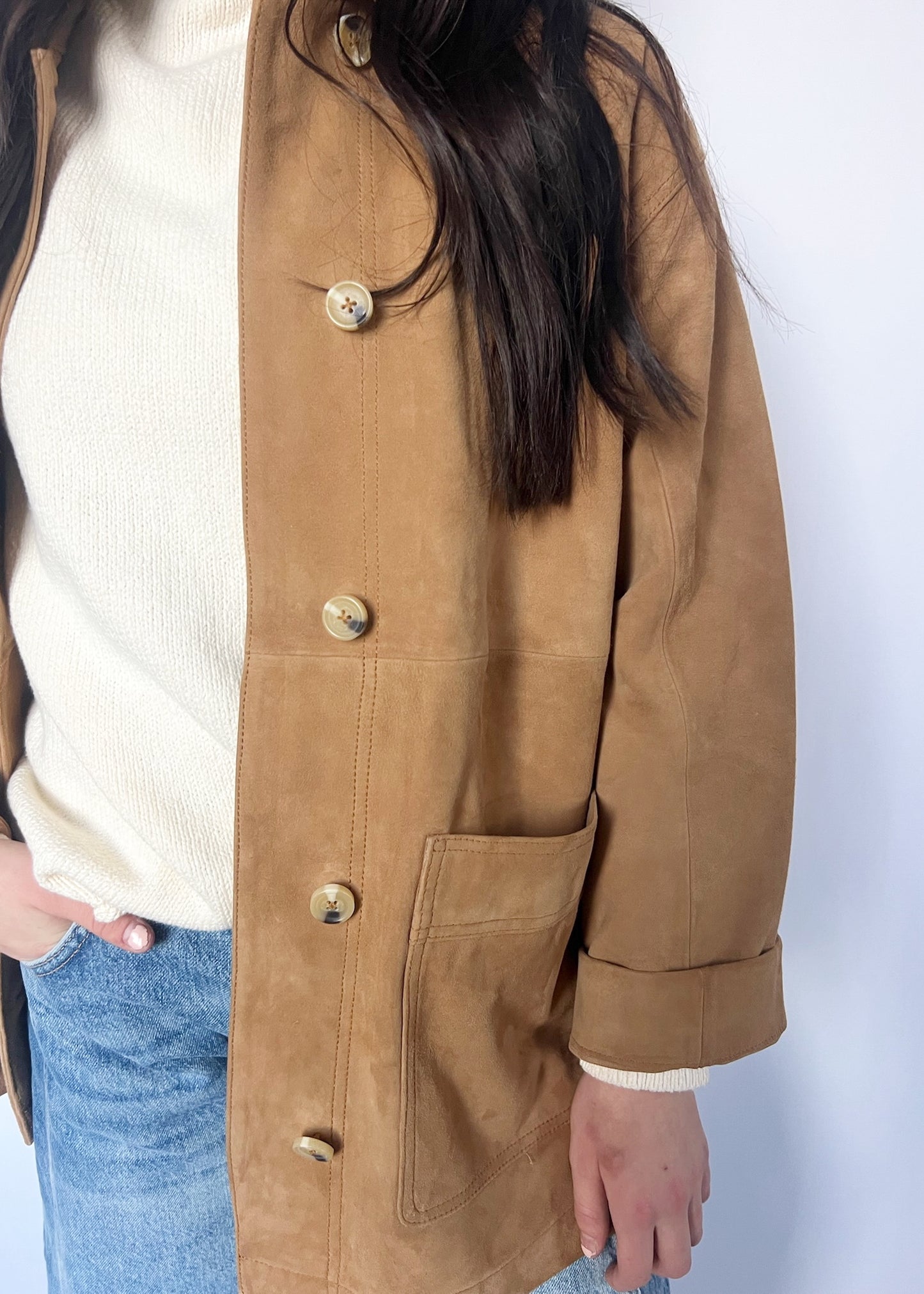 Free People Annalise Suede Jacket - Chestnut