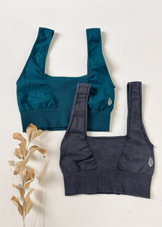 Free People Square Neck Good Karma Bra - BLUEGRASS