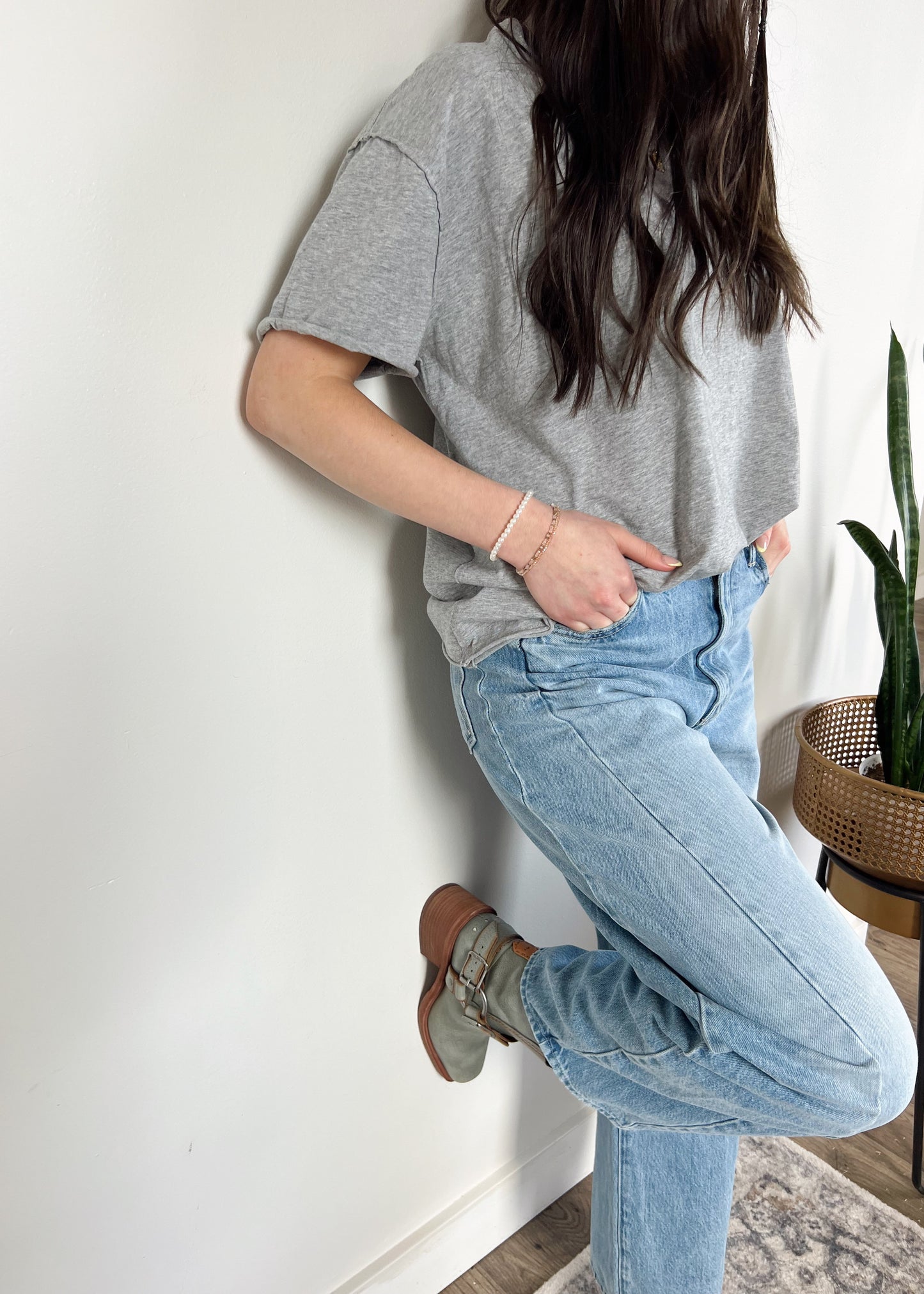 Free People Nina T-Shirt - HEATHER GREY