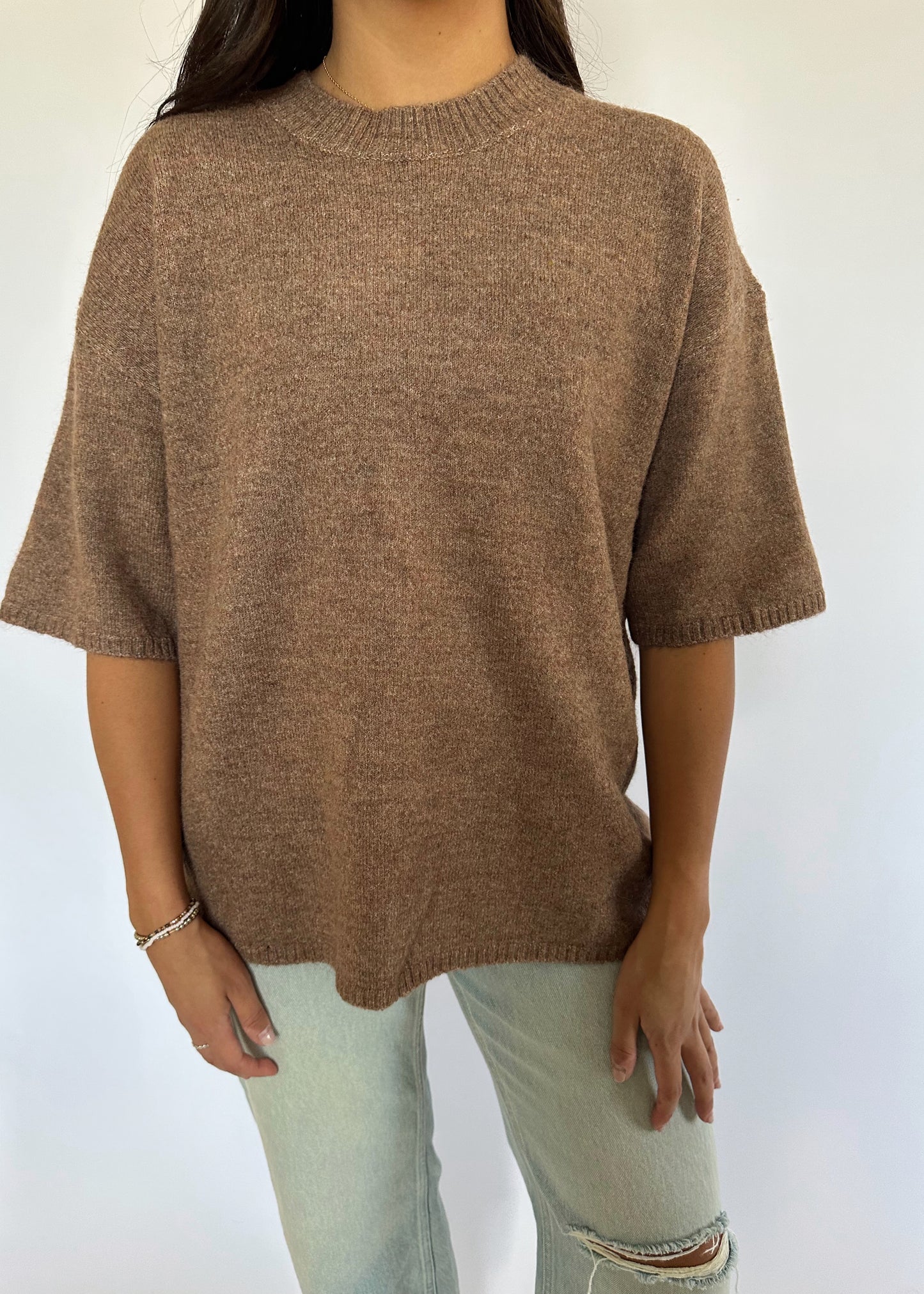 Free People Margot Sweater Tee - BROWNIE MELANGE