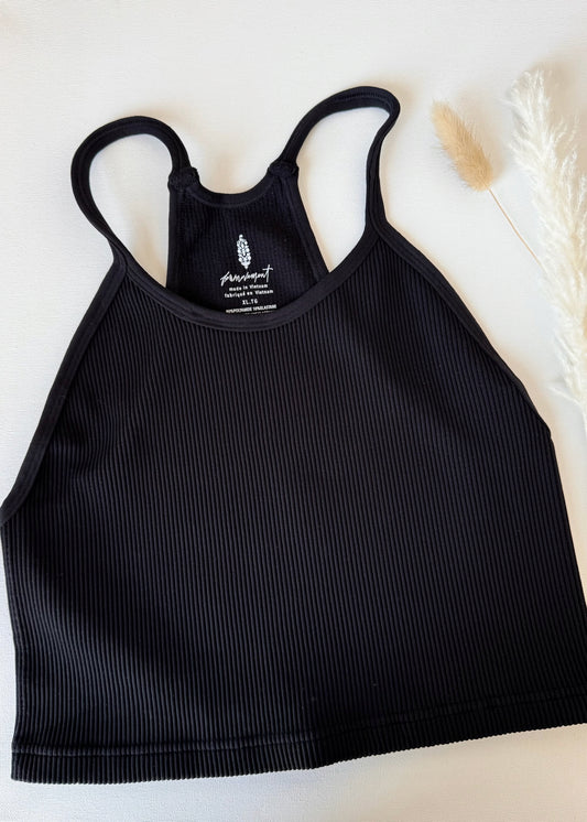 Free People Happiness Runs Crop Tank - BLACK