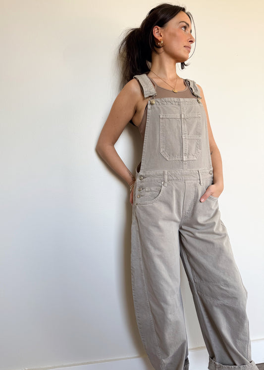 Free People We The Free Good Luck Barrel Overall - COBBLESTONE