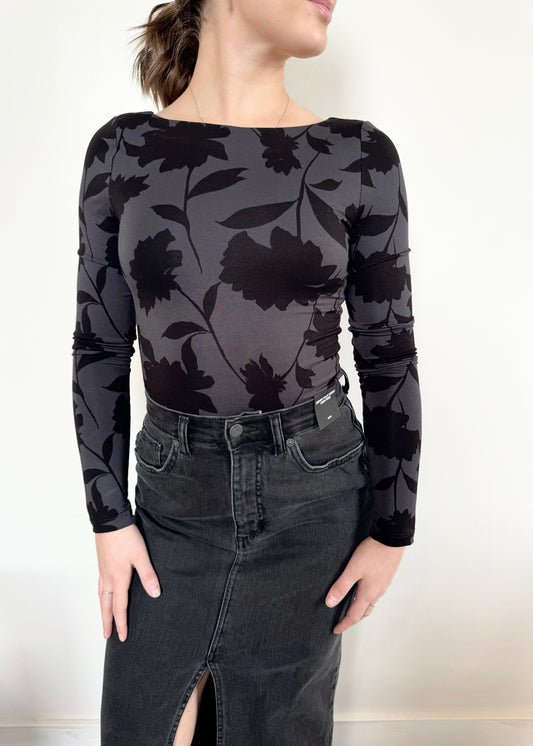 Z Supply Baela Bodysuit - FLORAL BLACK