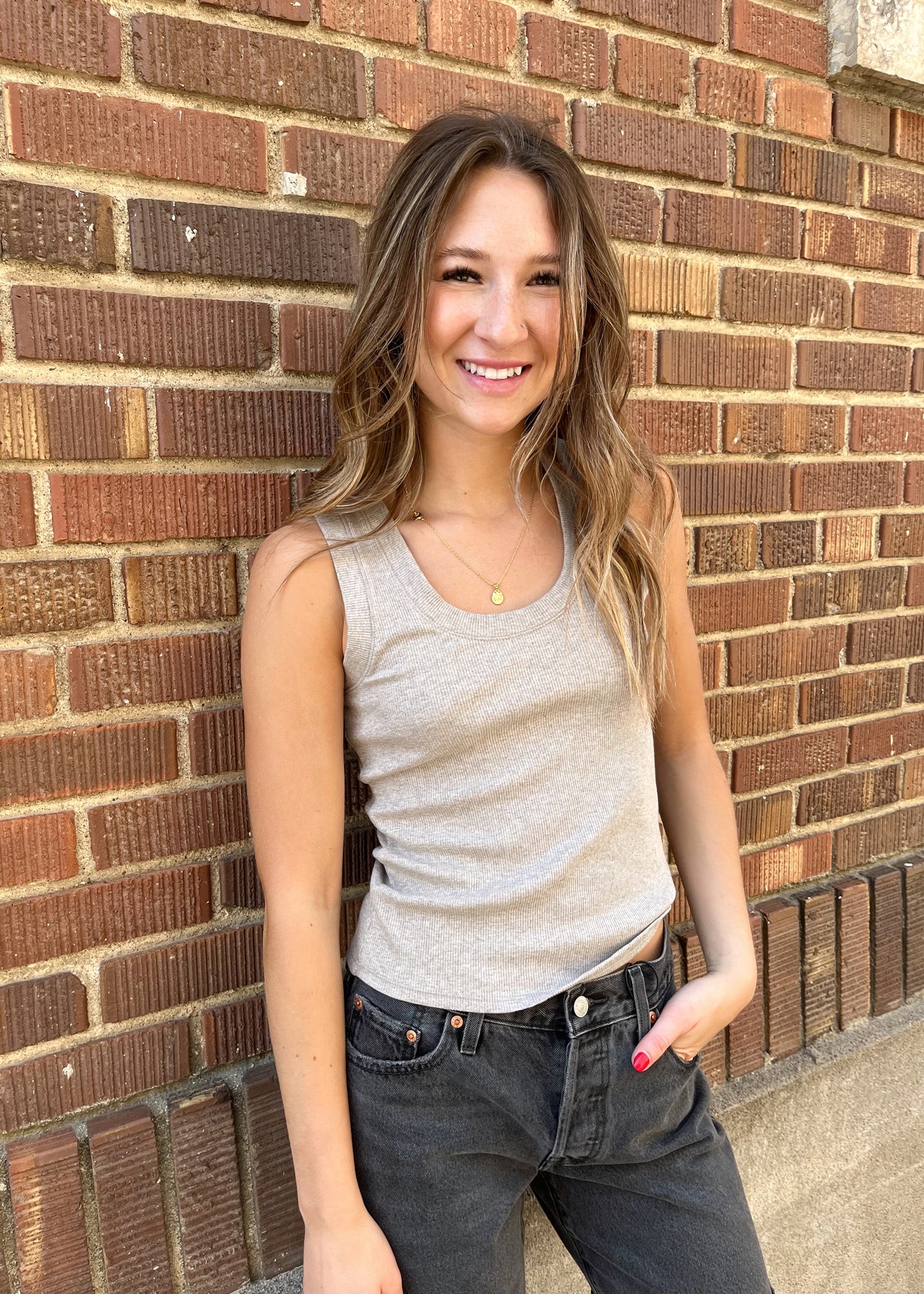 Z Supply Sirena Rib Tank - HEATHER TAUPE