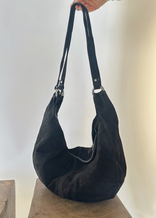 Free People Roma Suede Tote - BLACK
