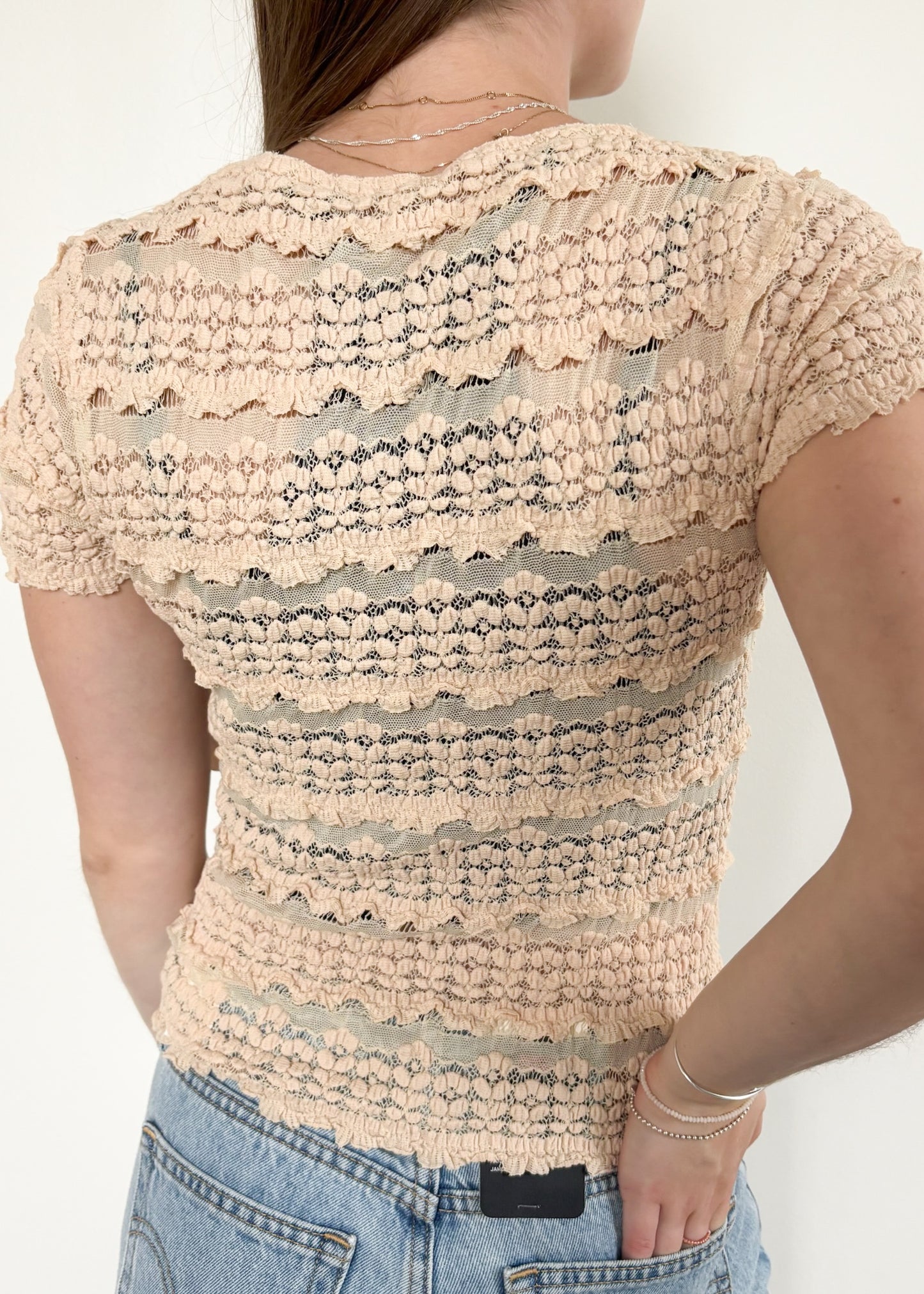 Free People Angelina Lace Tee - TEA