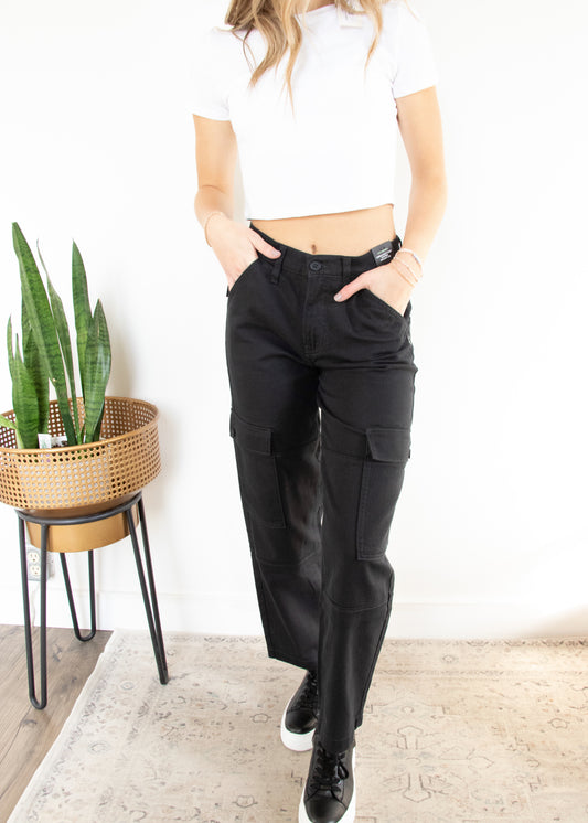 Silver Jeans Cargo Utility Pant - BLACK