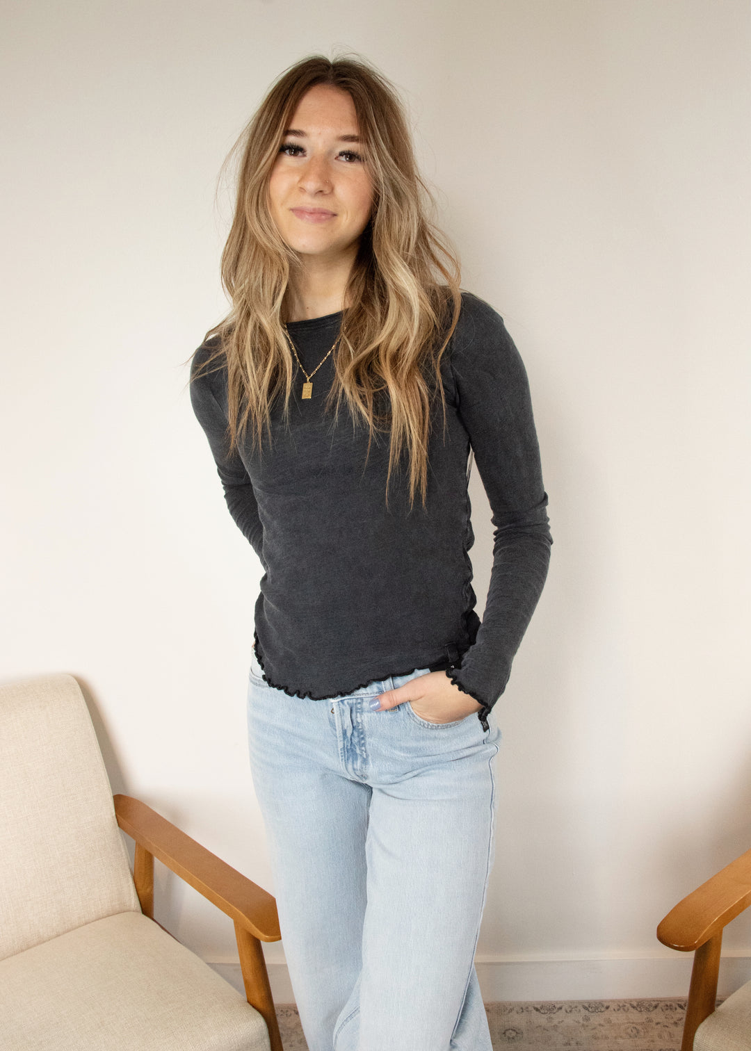 (取寄) フリーピープル レディース ビーウィッチ マイ ベビー ロング スリーブ Free People women Be My Baby Long Sleeve Heather Grey image_15c910e2-afc3-416d-b0df-